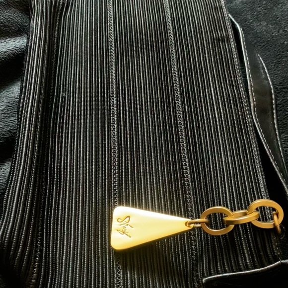 Vintage Sharif Crossbody Black Leather & Quality ribbed Fabric. Zippered pocket - Picture 3 of 13
